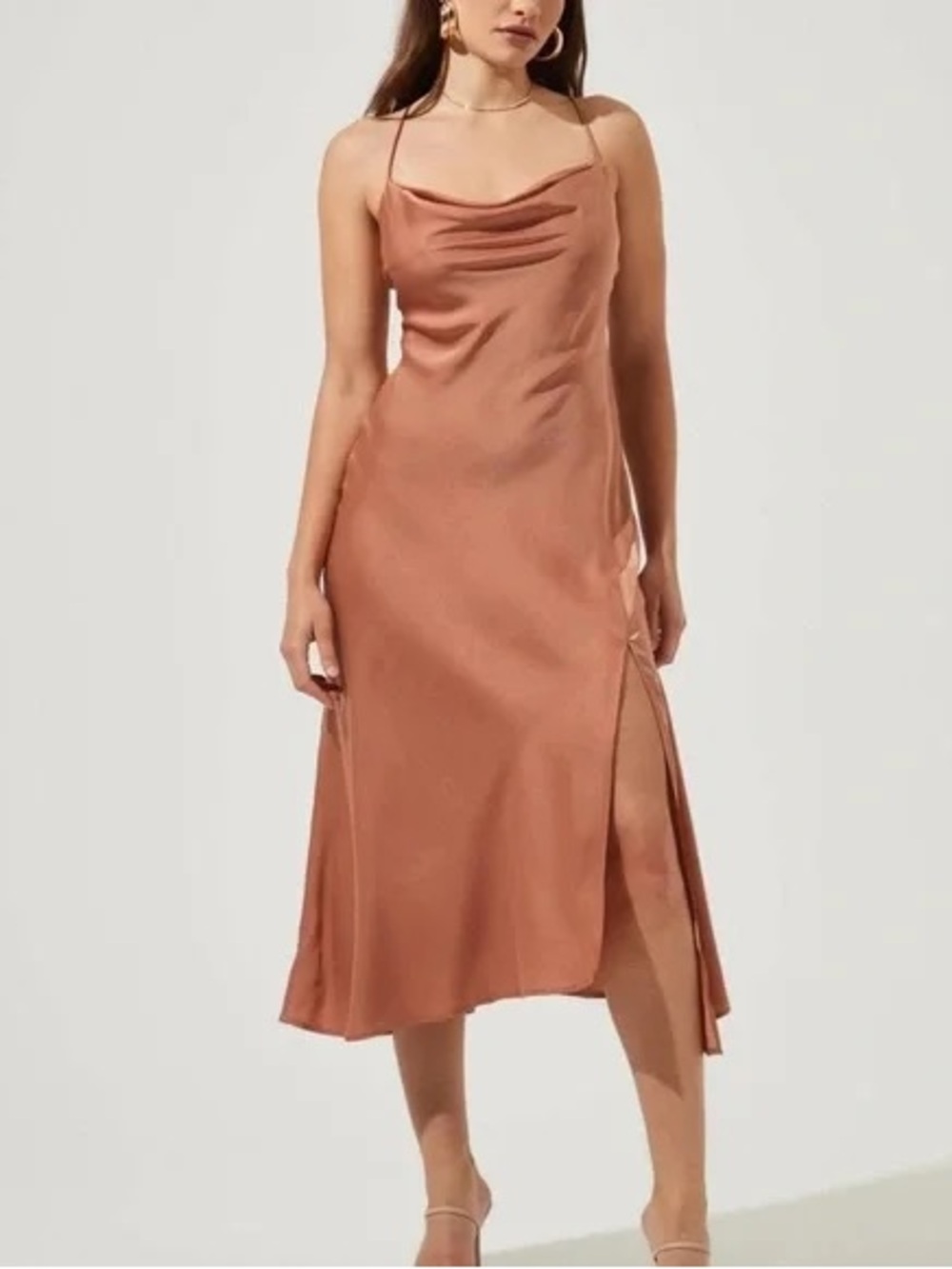 ASTR Gaia Midi Dress in Nude size small